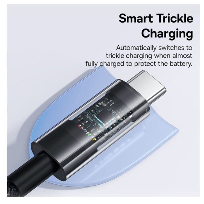 Buy Baseus Cable USB-C to USB-C Gem Series - 100W - 2.0m - Black in Cyprus, Nicosia, Limassol, Larnaka, Pafos