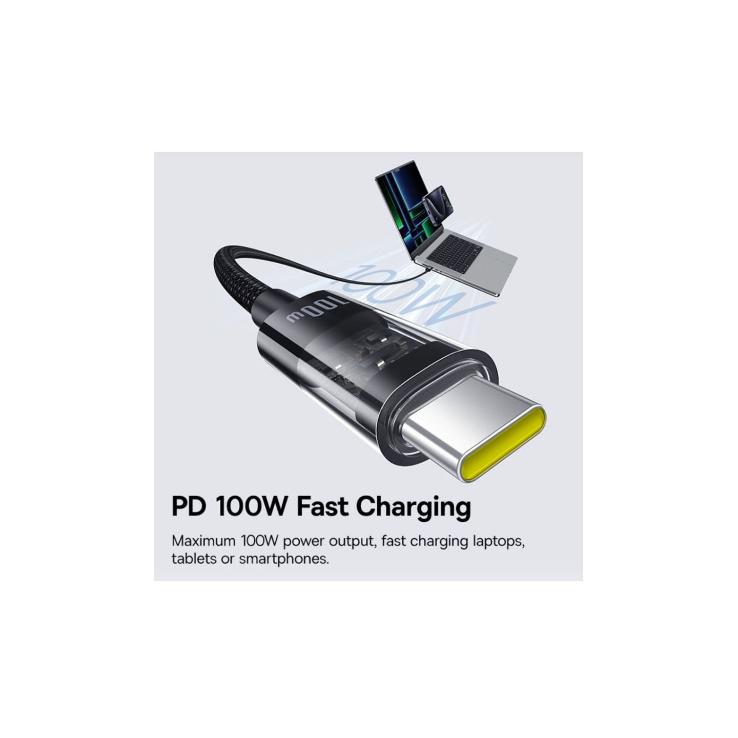 Baseus Gem Series USB-C to USB-C 100W 2.0m Black - CB000092 (Boxed) — Buy in Cyprus with Fast Delivery