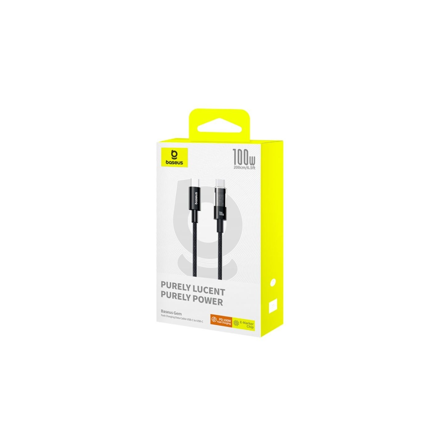 Baseus Gem Series USB-C to USB-C 100W 2.0m Black - CB000092 (Boxed) — Buy in Cyprus with Fast Delivery