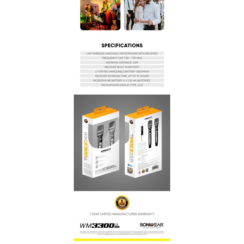Buy SonicGear Wireless Microphones - WM 3300 UL - Dual 2 Wireless Microphones wi... in Cyprus, Nicosia, Limassol, Larnaka, Pafos