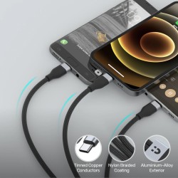 Buy Unitek MC 3in1 Braided USB-C Lightning Micro - C14101BK-1.5M - 3in1 Braided ... in Cyprus, Nicosia, Limassol, Larnaka, Pafos