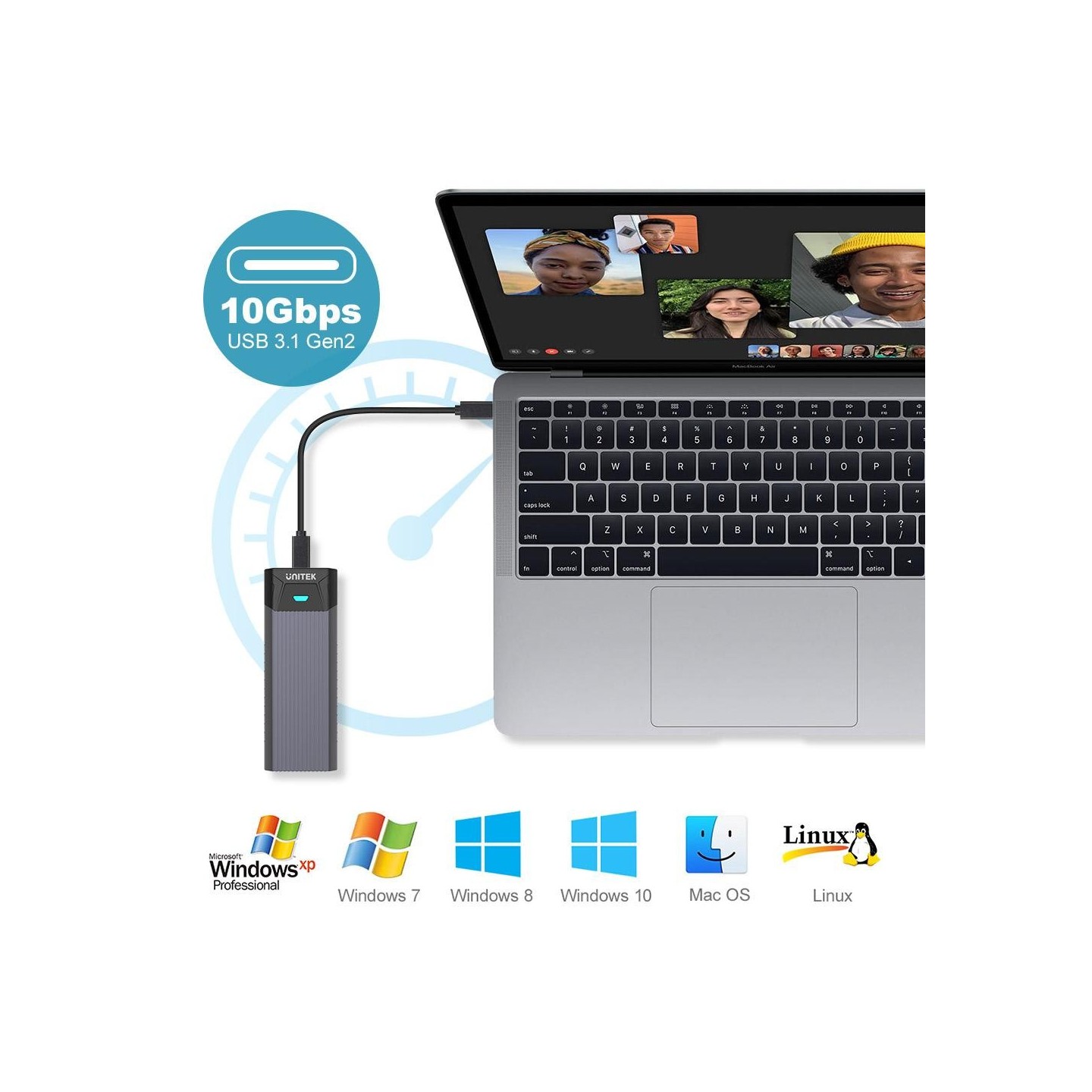 Unitek USB3.1 Gen2 Type-C to M2 SSD NVMe Enclosure - S-1203A - USB3.1 Gen2 Type-C to M2 SSD NVMe Enclosure