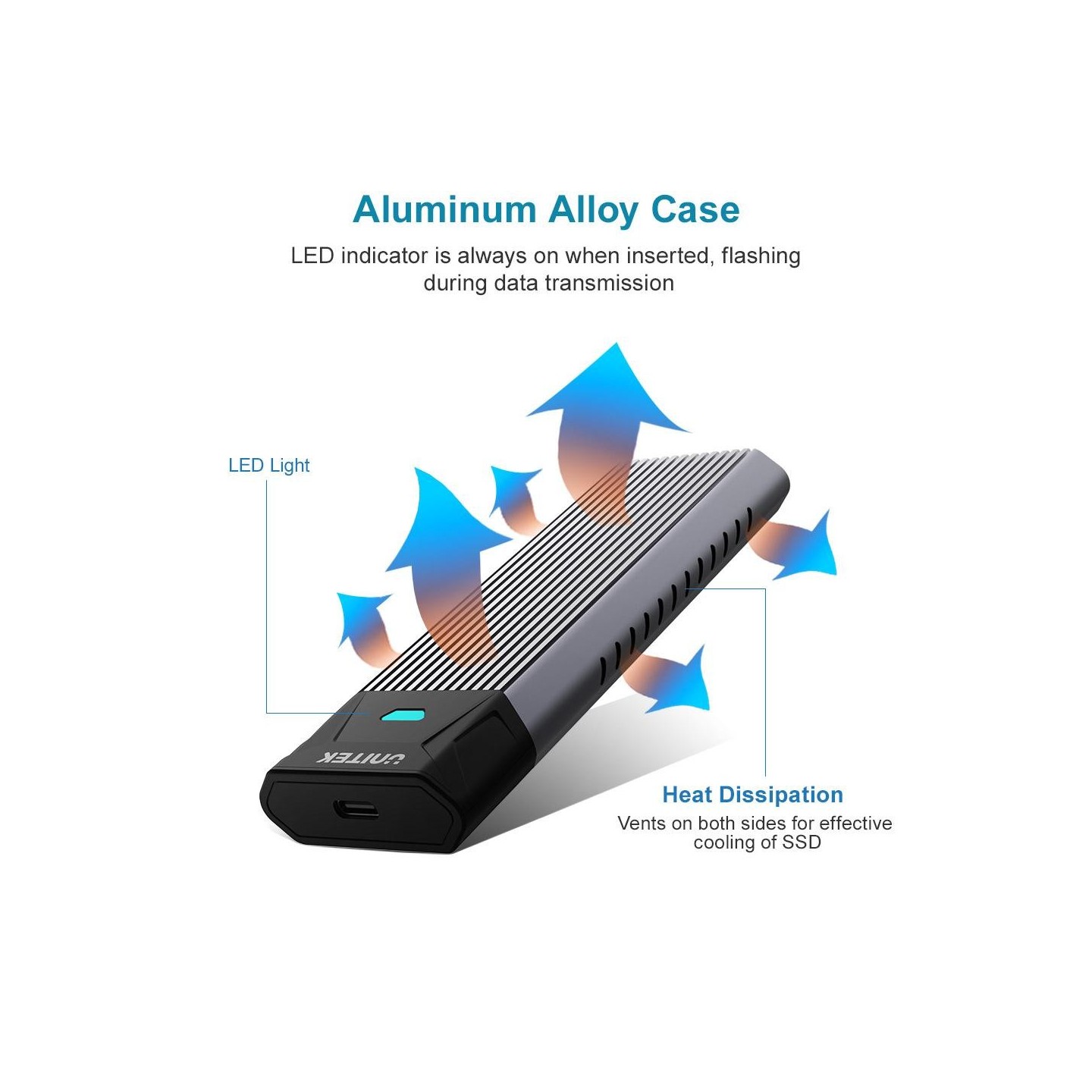 Unitek USB3.1 Gen2 Type-C to M2 SSD NVMe Enclosure - S-1203A - USB3.1 Gen2 Type-C to M2 SSD NVMe Enclosure