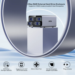 Unitek USB-C 2-Bay External SATA HDD Enclosure - S1308C - with RAID — Buy in Cyprus with Fast Delivery