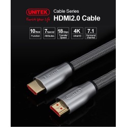 Buy Unitek Premium HDMI 2.0 Braided Cable 3.0m - Y-C139RGY - Premium HDMI 2.0 Br... in Cyprus, Nicosia, Limassol, Larnaka, Pafos