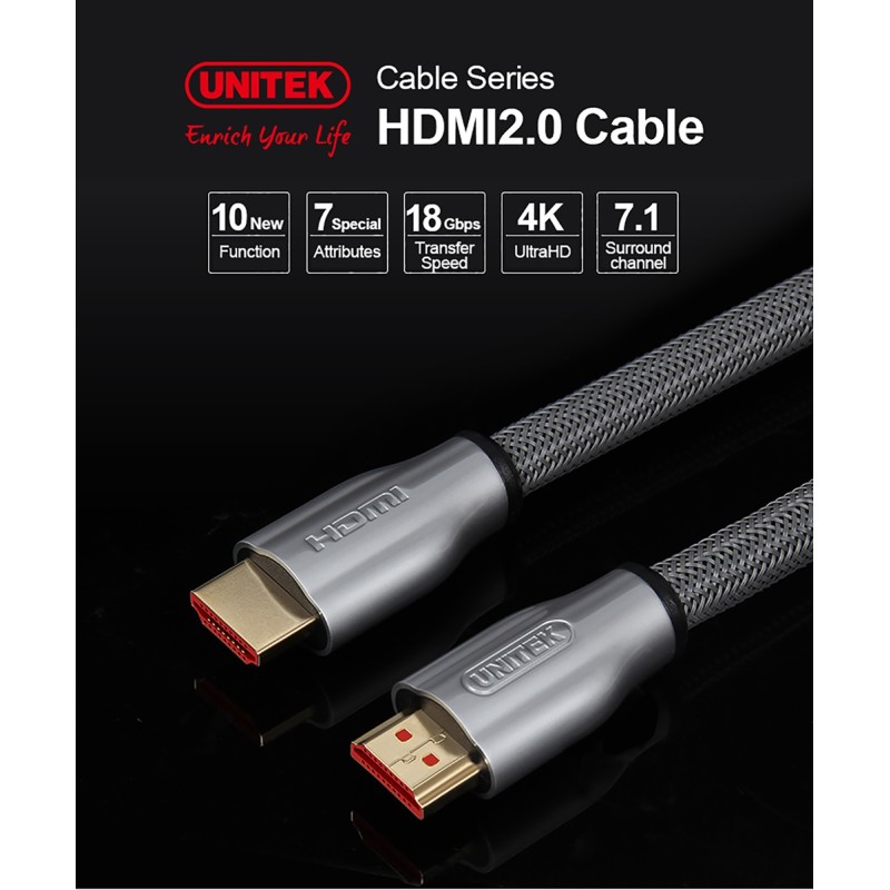 Buy Unitek Premium HDMI 2.0 Braided Cable 3.0m - Y-C139RGY - Premium HDMI 2.0 Br... in Cyprus, Nicosia, Limassol, Larnaka, Pafos