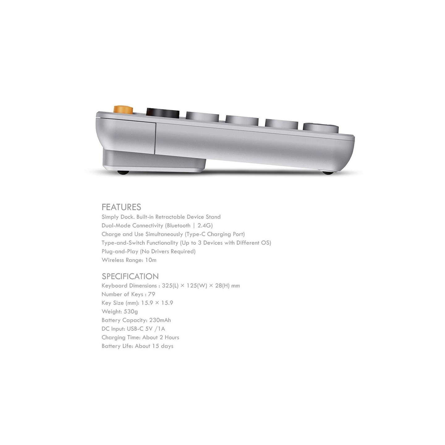 Alcatroz Jellybean AirDock 2 79-Key Wireless Keyboard - Winter White (Boxed) — Buy in Cyprus with Fast Delivery