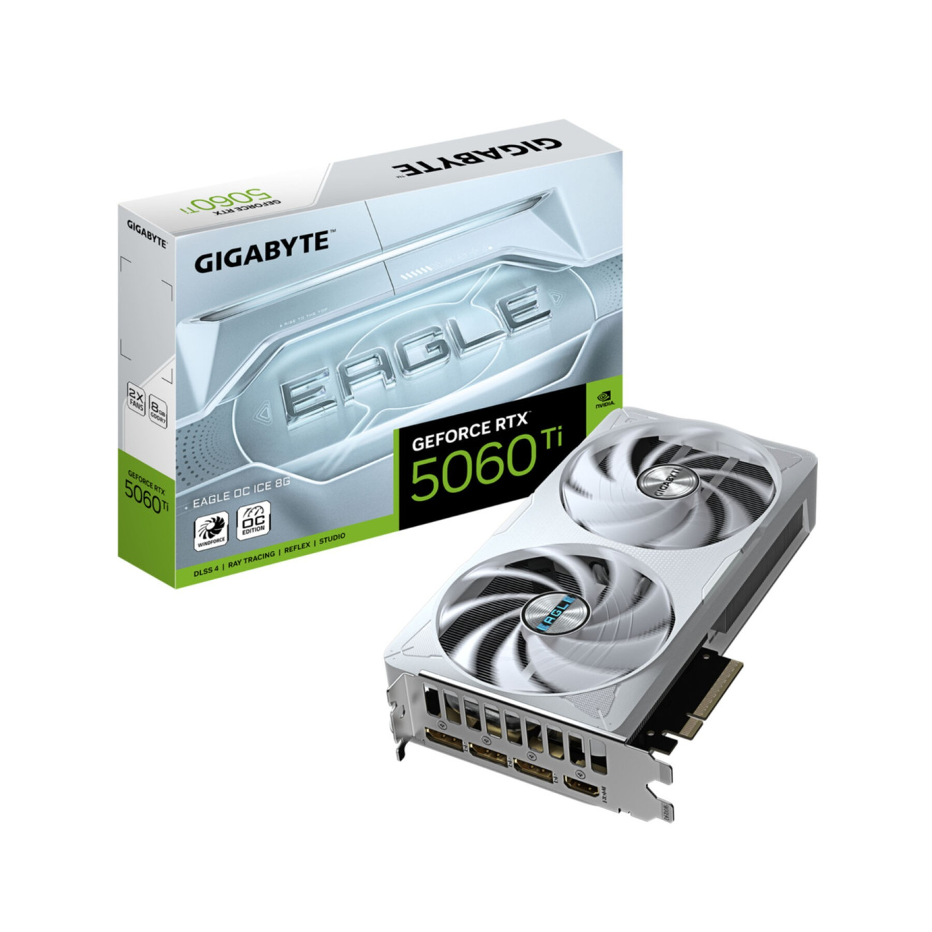 Gigabyte GeForce RTX 5060 Ti EAGLE OC ICE - White, 8GB GDDR7, 2617MHz Boost, PCIe 5.0 x8, 2-fan
