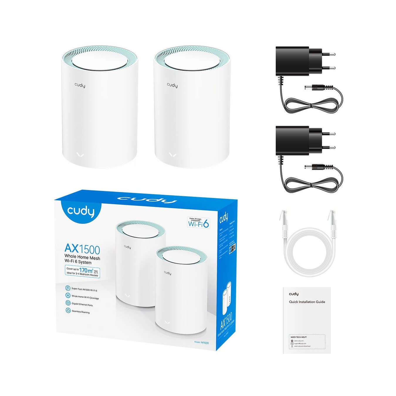 Cudy M1500 1.0 AX1500 Dual-Band Gigabit Mesh Wi-Fi 6 System – 1201 Mbps 5GHz + 3 Gigabit Ports | Armenius Store