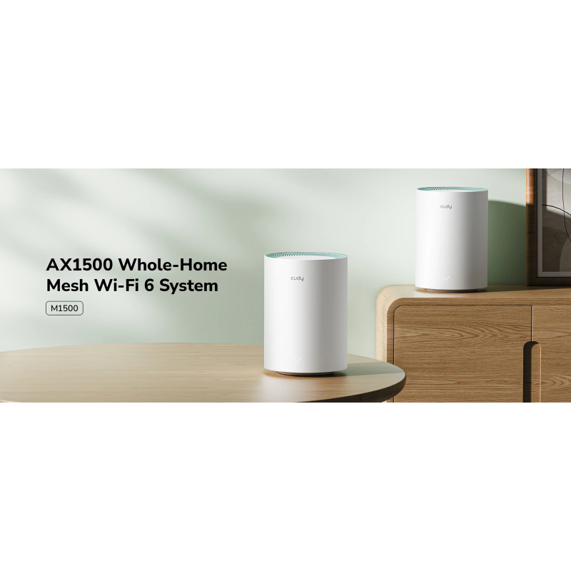 Buy Cudy Mesh AX1500 Dual Band Gigabit Wi-Fi 6 2-Pack - M1500 - AX1500 Dual Band... in Cyprus, Nicosia, Limassol, Larnaka, Pafos