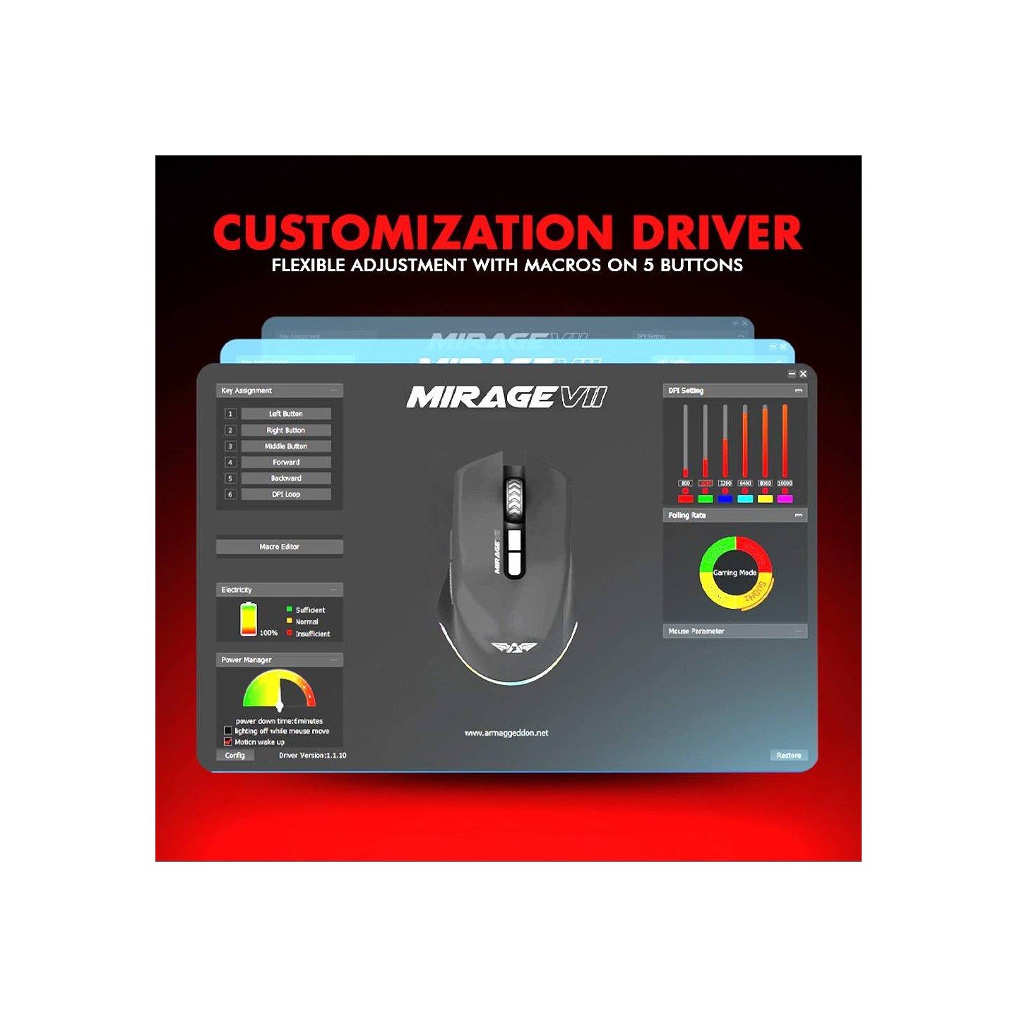 Armaggeddon Mirage VII Wired+2.4G+BT Recharge 7B White Gaming Mouse (Boxed) — Buy in Cyprus with Fast Delivery