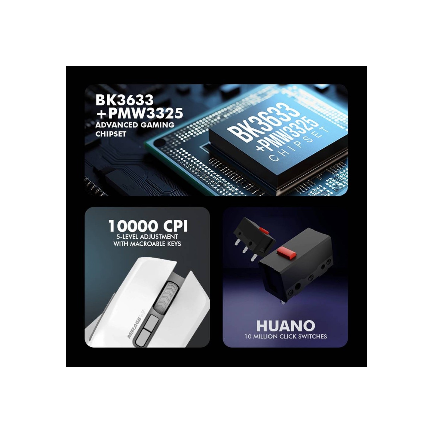 Armaggeddon Mirage VII Wired+2.4G+BT Recharge 7B White Gaming Mouse (Boxed) — Buy in Cyprus with Fast Delivery