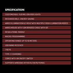 Buy Armaggeddon Gaming Mouse - MIRAGE VII - Wired+2.4G+BT Recharge 7B White in Cyprus, Nicosia, Limassol, Larnaka, Pafos