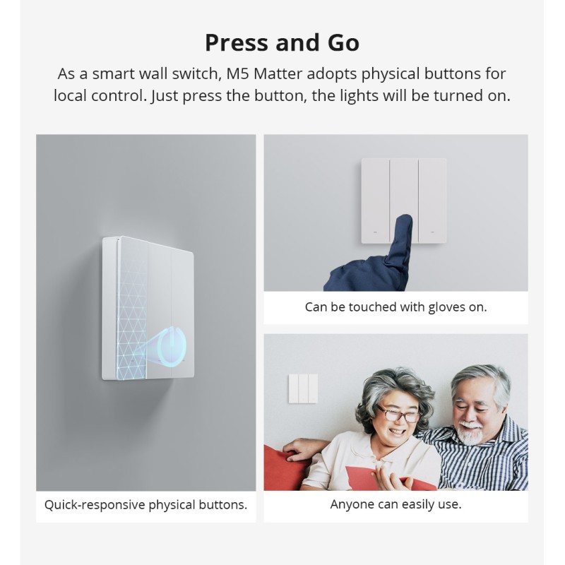 Buy Sonoff Matter WiFi Smart Wall Mechanical Switch 2-Button White - M5 - Matter... in Cyprus, Nicosia, Limassol, Larnaka, Pafos