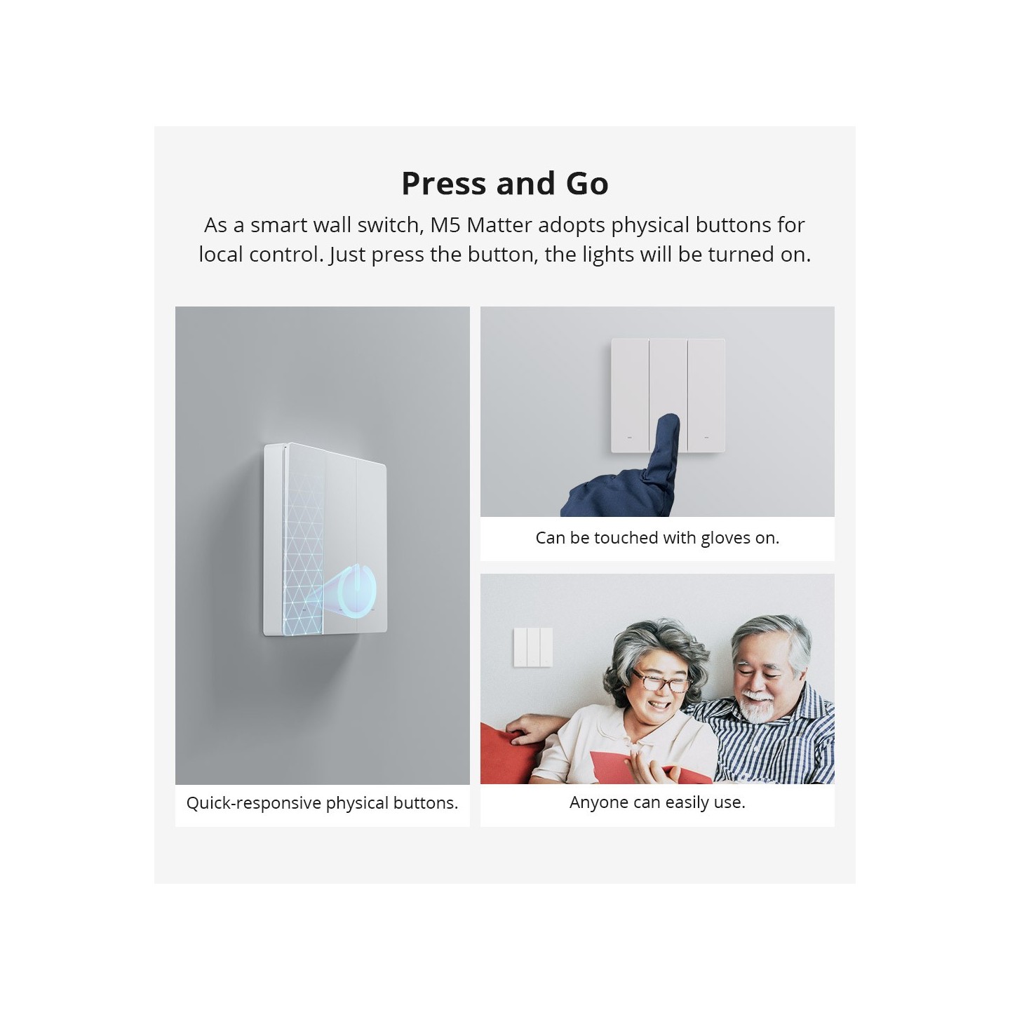 Sonoff Matter WiFi Smart Wall Mechanical Switch 2-Button White - M5 - Matter WiFi Smart Wall Mechanical Switch 2-Button White