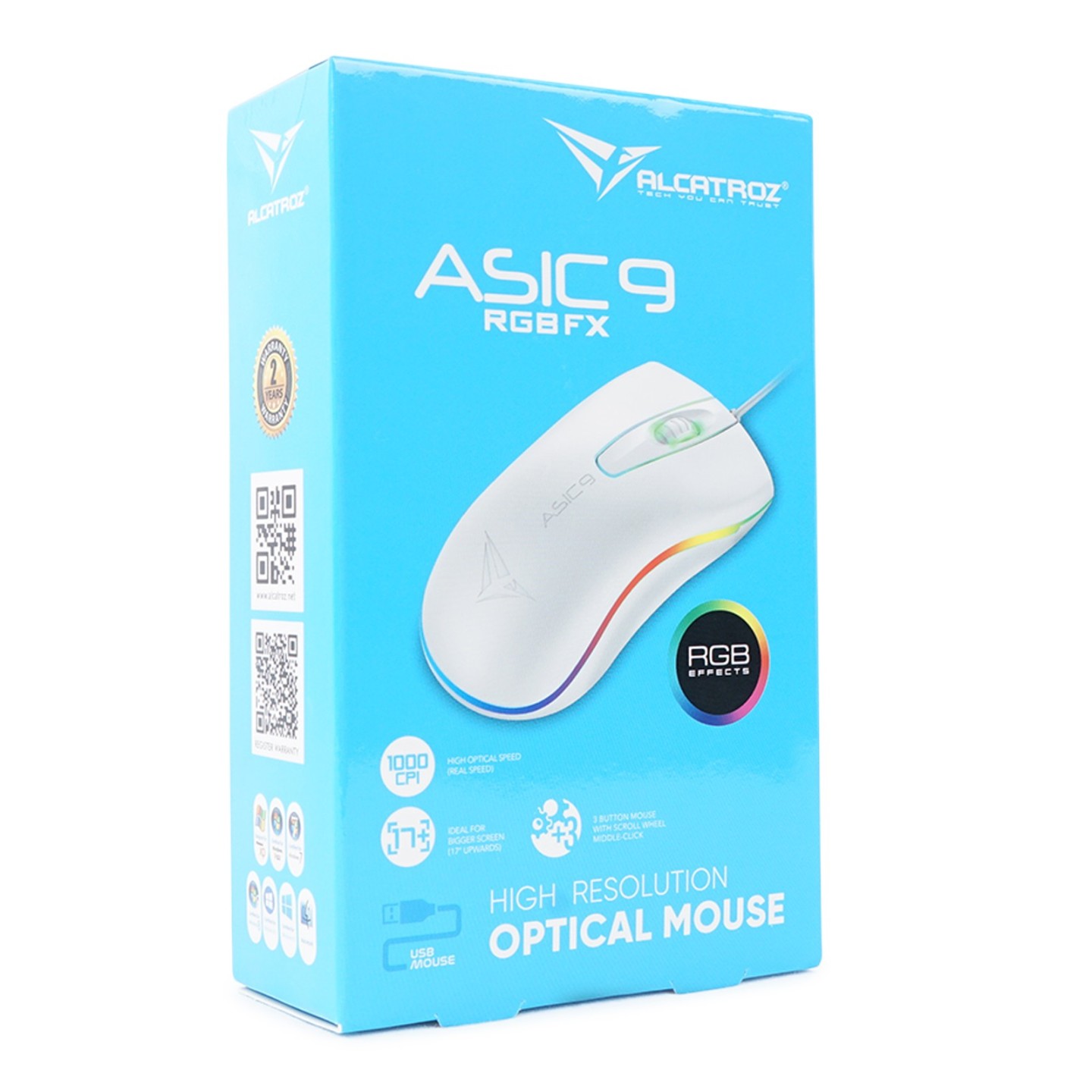 Alcatroz ASIC 9 RGB Wired Gaming Mouse White (Boxed) — Buy in Cyprus with Fast Delivery