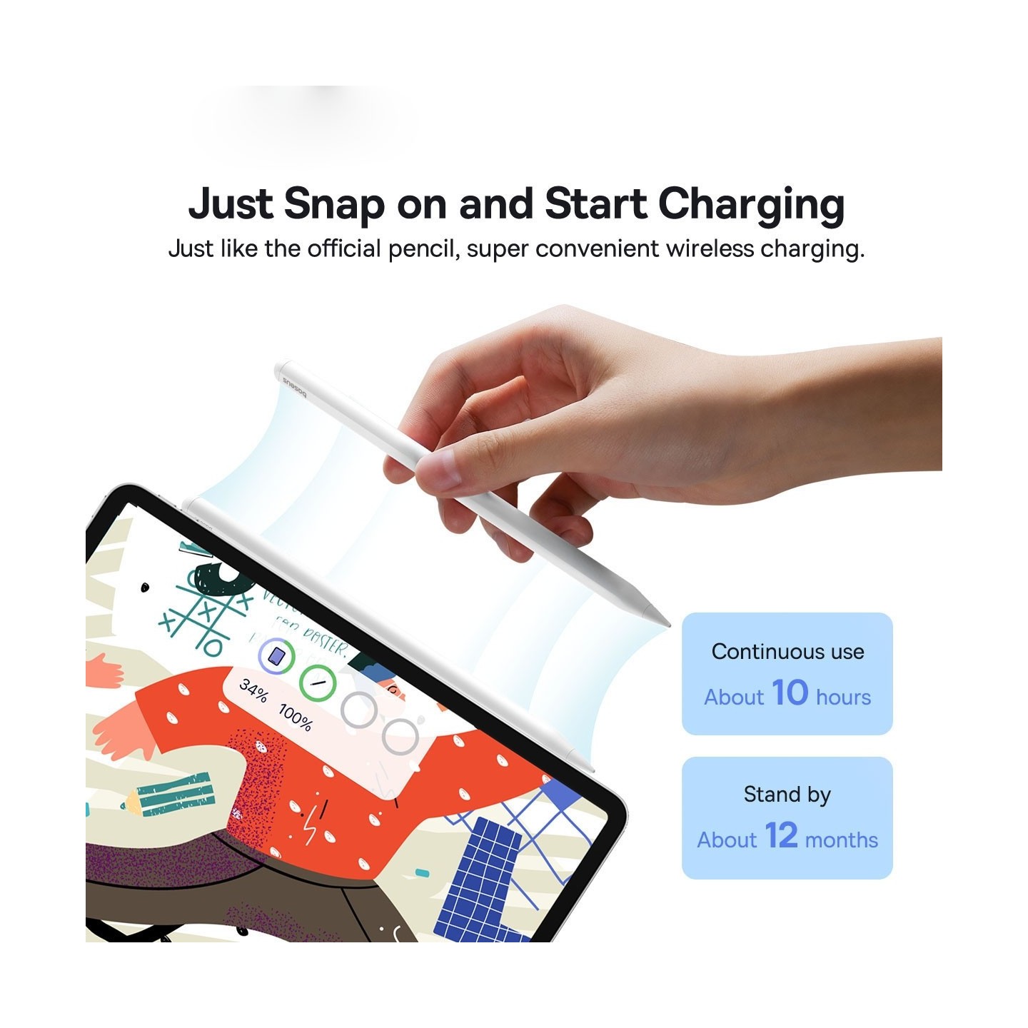 Baseus IT Stylus Active Smooth Writing 2 - Wireless Charging LED & Extra Tip — Buy in Cyprus with Fast Delivery