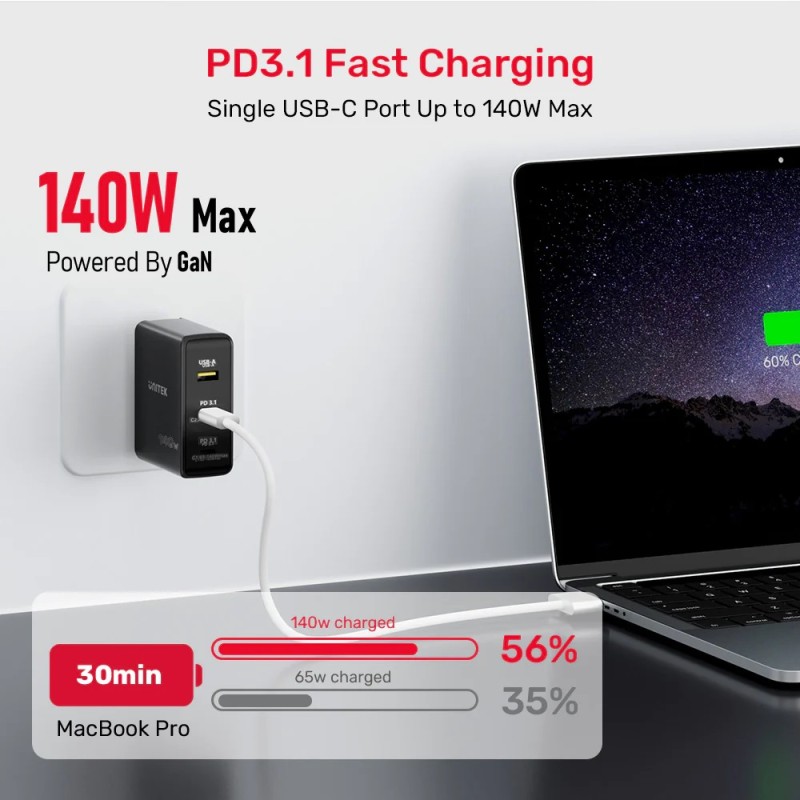 Buy Unitek Charge - P1115A - 140W 4in1 GaN Charger+240W Cable in Cyprus, Nicosia, Limassol, Larnaka, Pafos