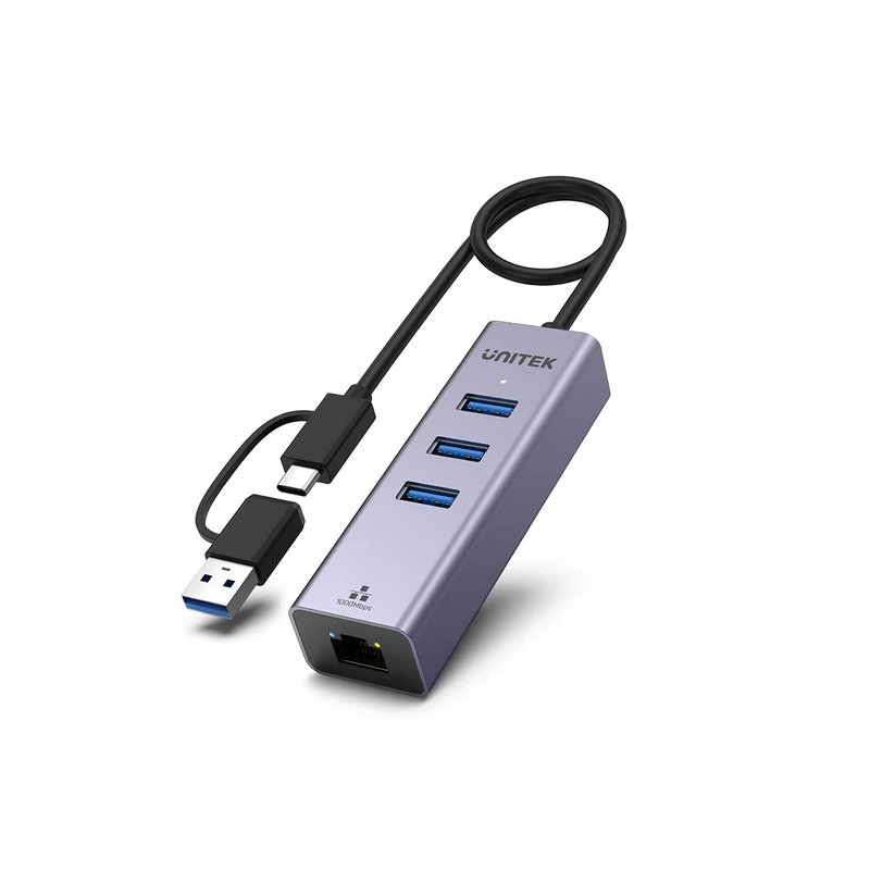 Buy Unitek USB-C Hub USB3.0 3-Port & Gigabit LAN + USBA Adaptor - Y-3088B - USB-... in Cyprus, Nicosia, Limassol, Larnaka, Pafos