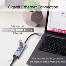 Unitek Y-3088B USB-C Hub – 3x USB 3.0 Gigabit LAN | Armenius Store