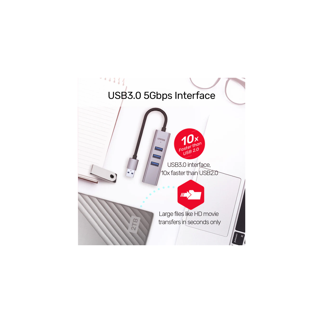 Unitek Y-3088B USB-C Hub – 3x USB 3.0 Gigabit LAN | Armenius Store