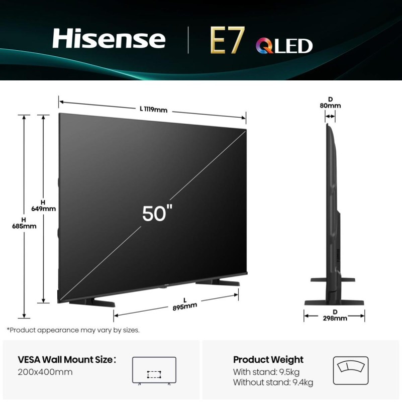 Buy Hisense TV - 50E7Q - 50'' 4K QLED TV Smart in Cyprus, Nicosia, Limassol, Larnaka, Pafos