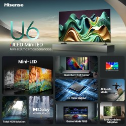 Buy Hisense TV - 50U6NQ - 50'' 4K Smart QLED MINI LED TV in Cyprus, Nicosia, Limassol, Larnaka, Pafos