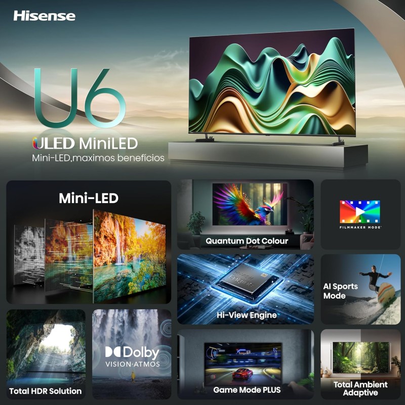 Buy Hisense TV - 50U6NQ - 50'' 4K Smart QLED MINI LED TV in Cyprus, Nicosia, Limassol, Larnaka, Pafos
