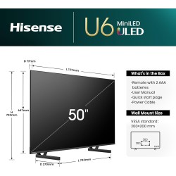 Buy Hisense TV - 50U6NQ - 50'' 4K Smart QLED MINI LED TV in Cyprus, Nicosia, Limassol, Larnaka, Pafos