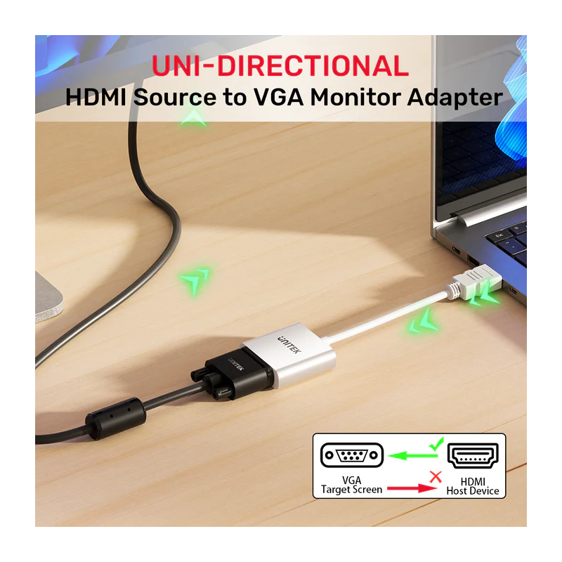 Buy Unitek HDMI to VGA Converter - Y-6333C01 - without Power Port in Cyprus, Nicosia, Limassol, Larnaka, Pafos