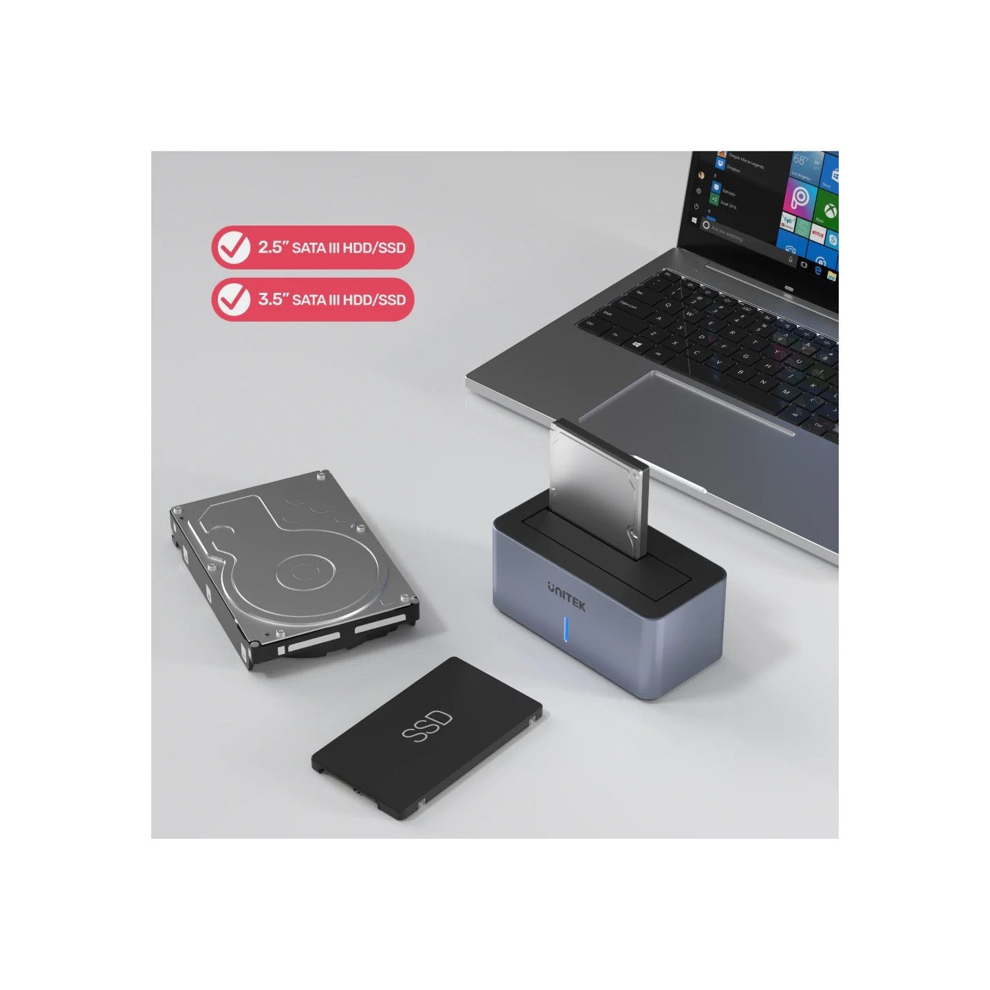 Unitek HDK SATA6G Single Bay HDD Docking Station - S1304A - Single Bay HDD Docking Station — Buy in Cyprus with Fast Delivery
