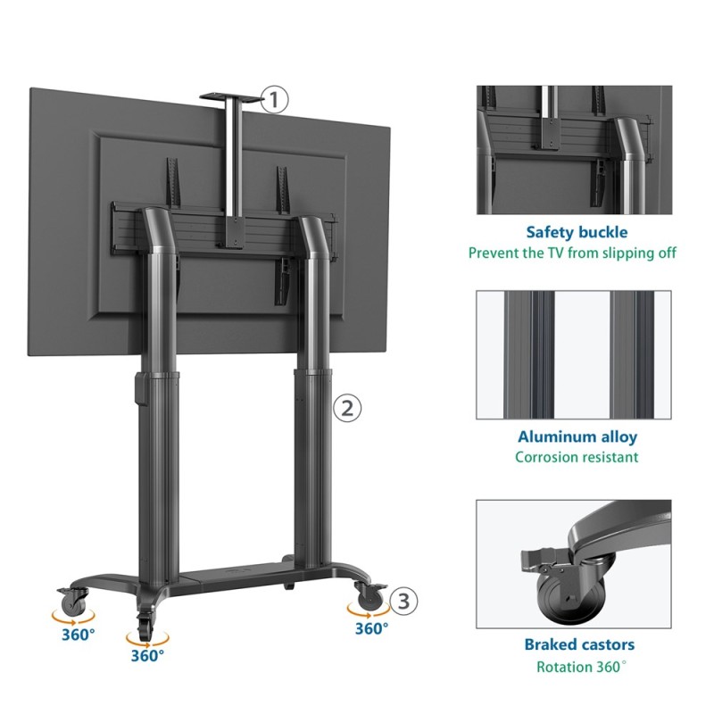 Buy NBMounts Heavy Duty Motorized TV Trolley - TW100 - Supports up to 110'' & 13... in Cyprus, Nicosia, Limassol, Larnaka, Pafos