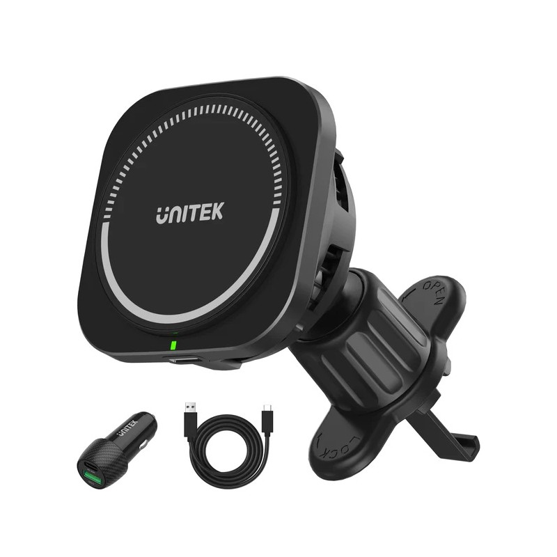 Buy Unitek Wireless 15W MagSafe Car Mount Kit with Cooling Fan + 38W Charger & U... in Cyprus, Nicosia, Limassol, Larnaka, Pafos