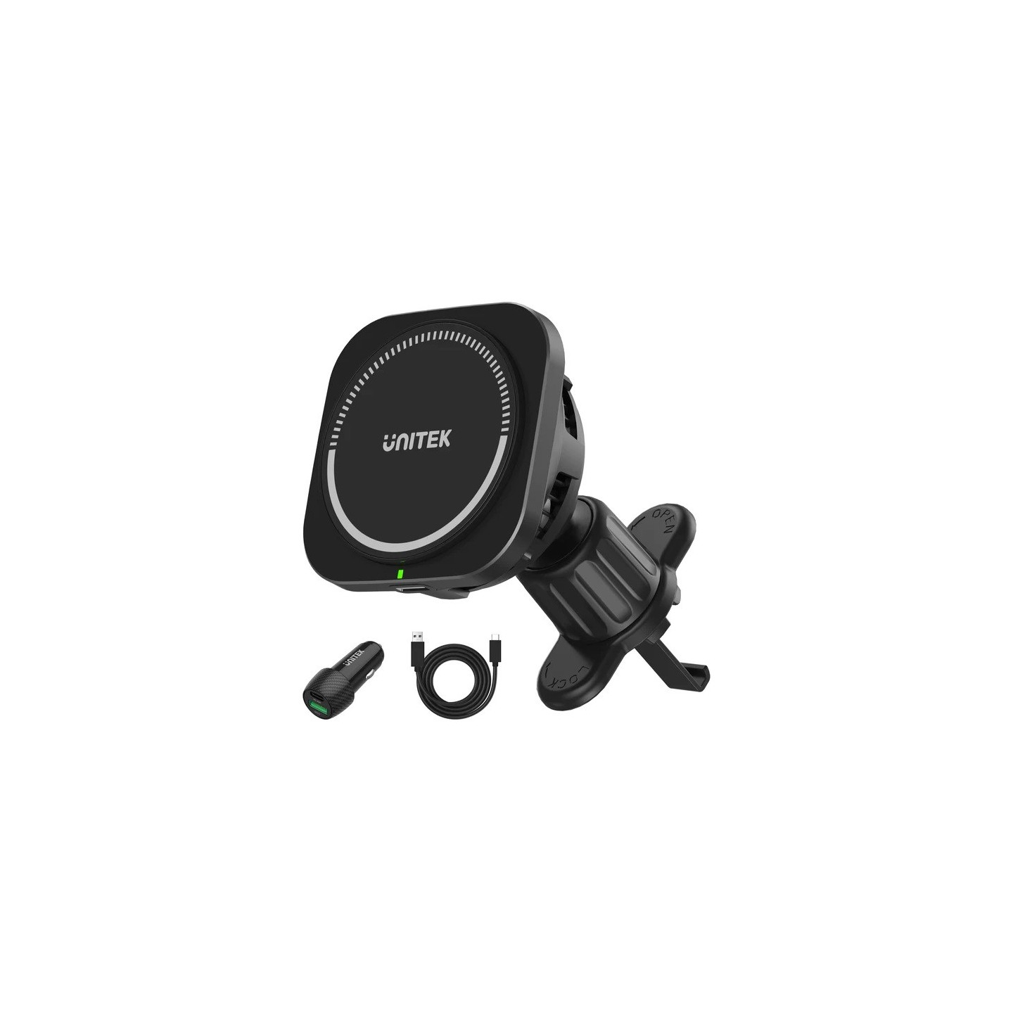 Unitek Wireless 15W MagSafe Car Mount Kit with Cooling Fan + 38W Charger & USB-Cable P1403A — Buy in Cyprus with Fast Delivery