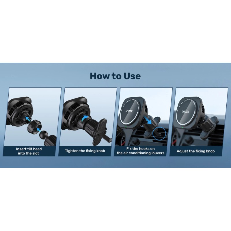 Buy Unitek Wireless 15W MagSafe Car Mount Kit with Cooling Fan + 38W Charger & U... in Cyprus, Nicosia, Limassol, Larnaka, Pafos