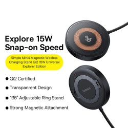 Buy Baseus Charger Desktop Wireless 15W Qi2 - SIMPLE MINI 4 - Baseus Charger Des... in Cyprus, Nicosia, Limassol, Larnaka, Pafos