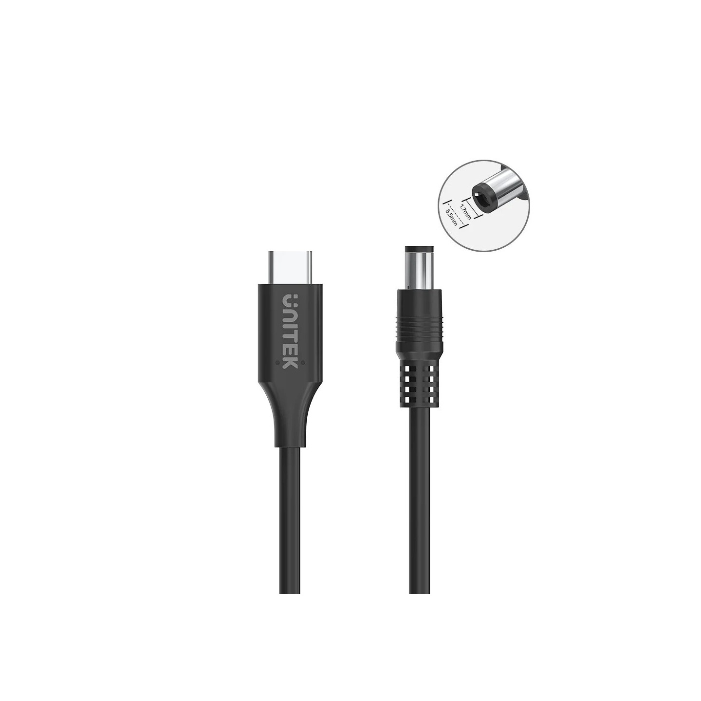 Unitek UCL USB-C to DC Cable 1.8m 65W for Acer 5.5 1.7mm - C14119BK - Unitek UCL USB-C to DC Cable 1.8m 65W for Acer 5.5 1.7mm