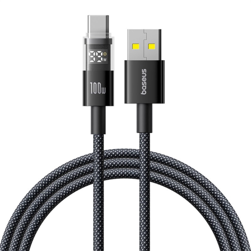 Buy Baseus Cable USB-C to USB-A Display 2 Series Braided 100W 2.0m Black - USB-C... in Cyprus, Nicosia, Limassol, Larnaka, Pafos