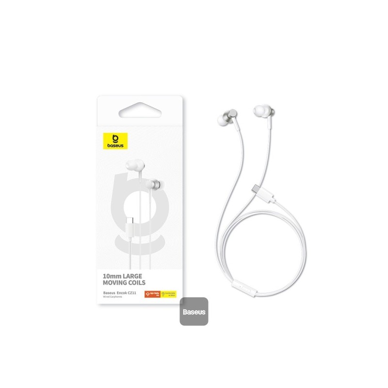 Buy Baseus Earphones - CZ11 - Wired Type C Encok White in Cyprus, Nicosia, Limassol, Larnaka, Pafos