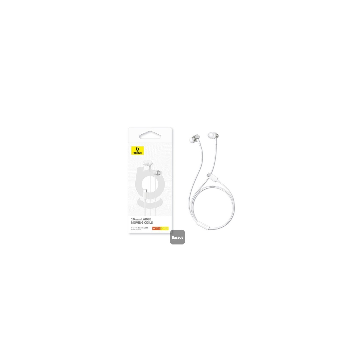 Baseus Earphones - CZ11 - Wired Type C Encok White — Buy in Cyprus with Fast Delivery