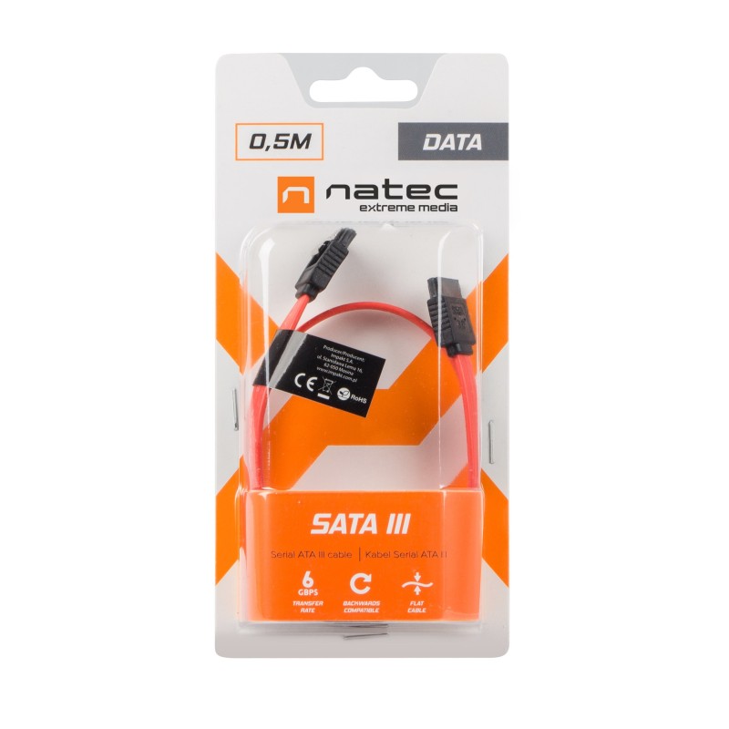 Buy Natec Cable - NKA-0615 - SATA III 6Gbps Cable 50cm Red Blister in Cyprus, Nicosia, Limassol, Larnaka, Pafos