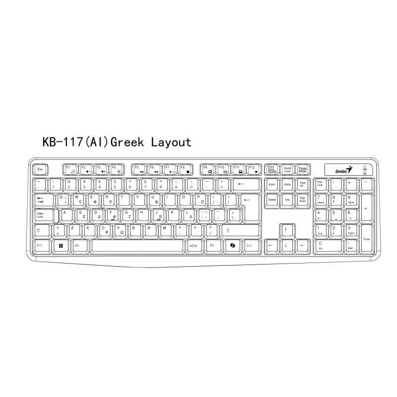 Genius KB-117 Wired Classic Keyboard Greek Layout - USB (Boxed) — Buy in Cyprus with Fast Delivery