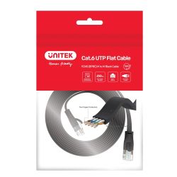 Buy Unitek Flat Patch Cable CAT6 Black 1.0m - C1809GBK - Flat Patch Cable CAT6 B... in Cyprus, Nicosia, Limassol, Larnaka, Pafos