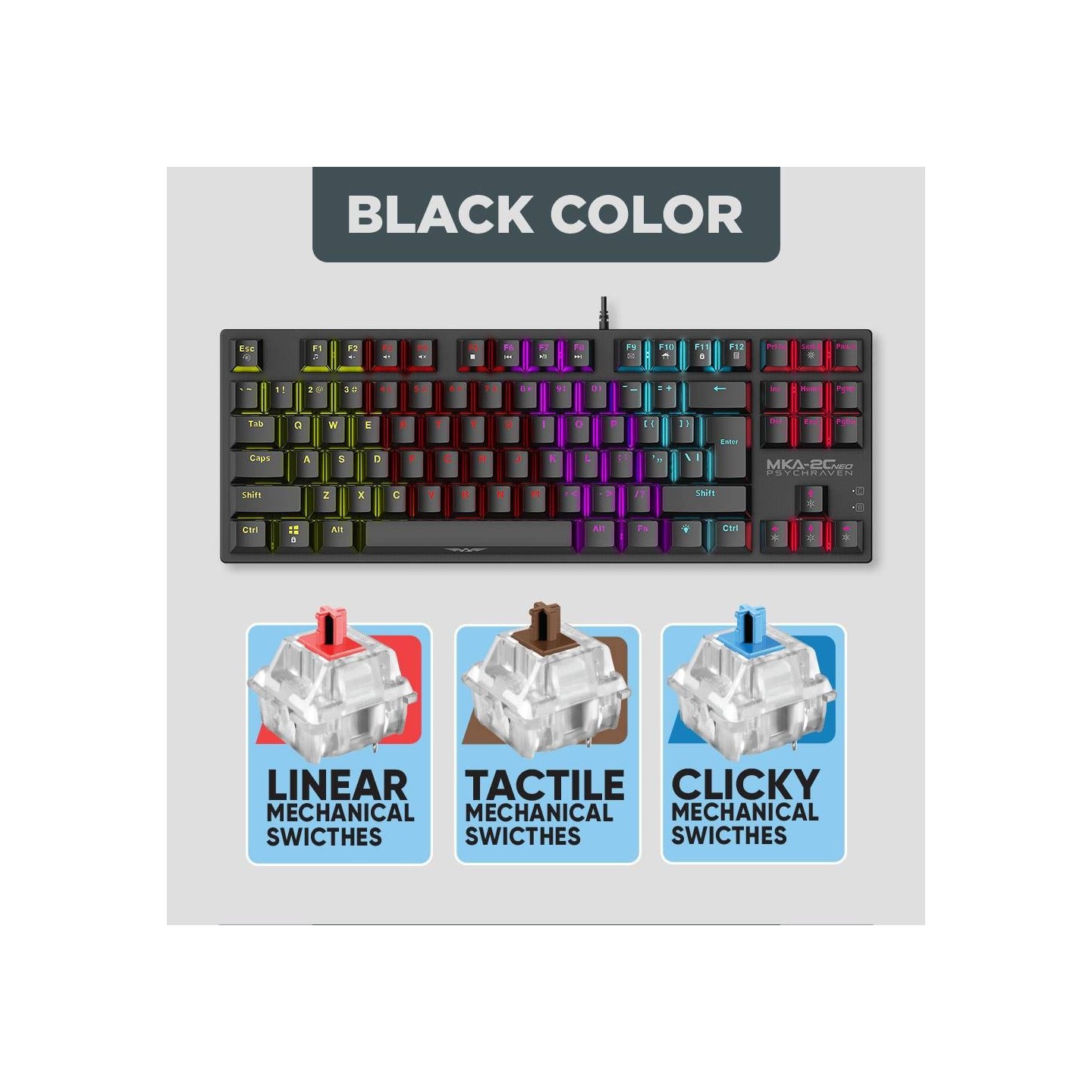 Armaggeddon MKA-2C NEO 87-Key Mechanical Gaming Keyboard - Blue Clicky (Boxed) — Buy in Cyprus with Fast Delivery