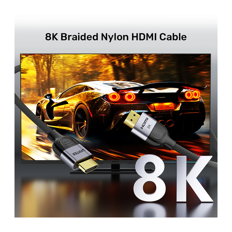 Buy Unitek HDMI Cable - C11093RGY-3M - HDMI 2.1 Cable 8K60Hz Braided 3.0m in Cyprus, Nicosia, Limassol, Larnaka, Pafos
