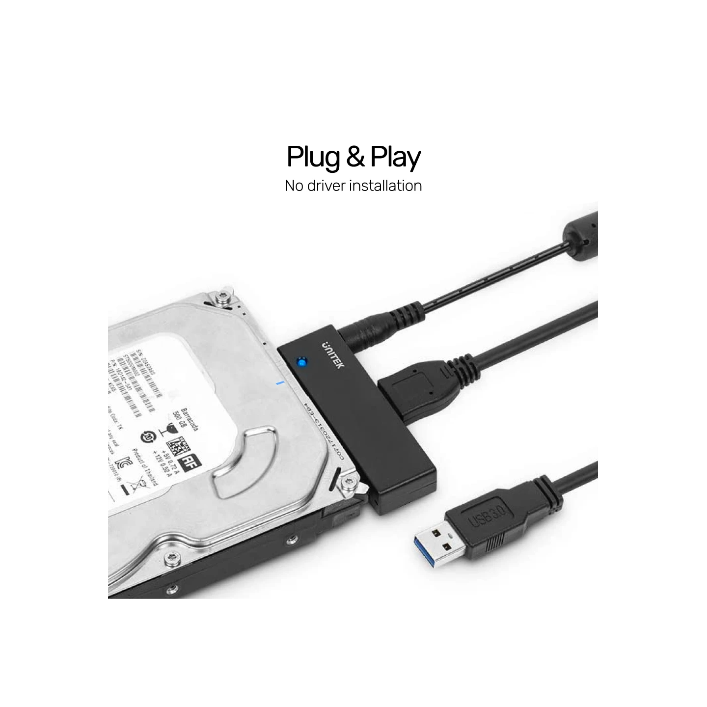 Unitek USB3.0 to SATA 2.5-3.5'' HDD Converter - Y-1039 - USB3.0 to SATA 2.5-3.5'' HDD Converter incl 12V2A PSU