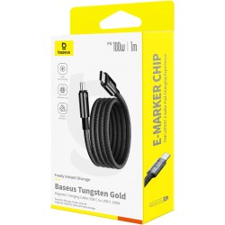 Baseus Tungsten Gold USB-C to USB-C Magnetic 100W Cable 1m (Boxed) — Buy in Cyprus with Fast Delivery
