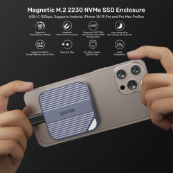 Buy Unitek USB-C NVME PCIe M2 2230 Magnetic SSD Enclosure - S1244A - 10Gbps PD100W in Cyprus, Nicosia, Limassol, Larnaka, Pafos