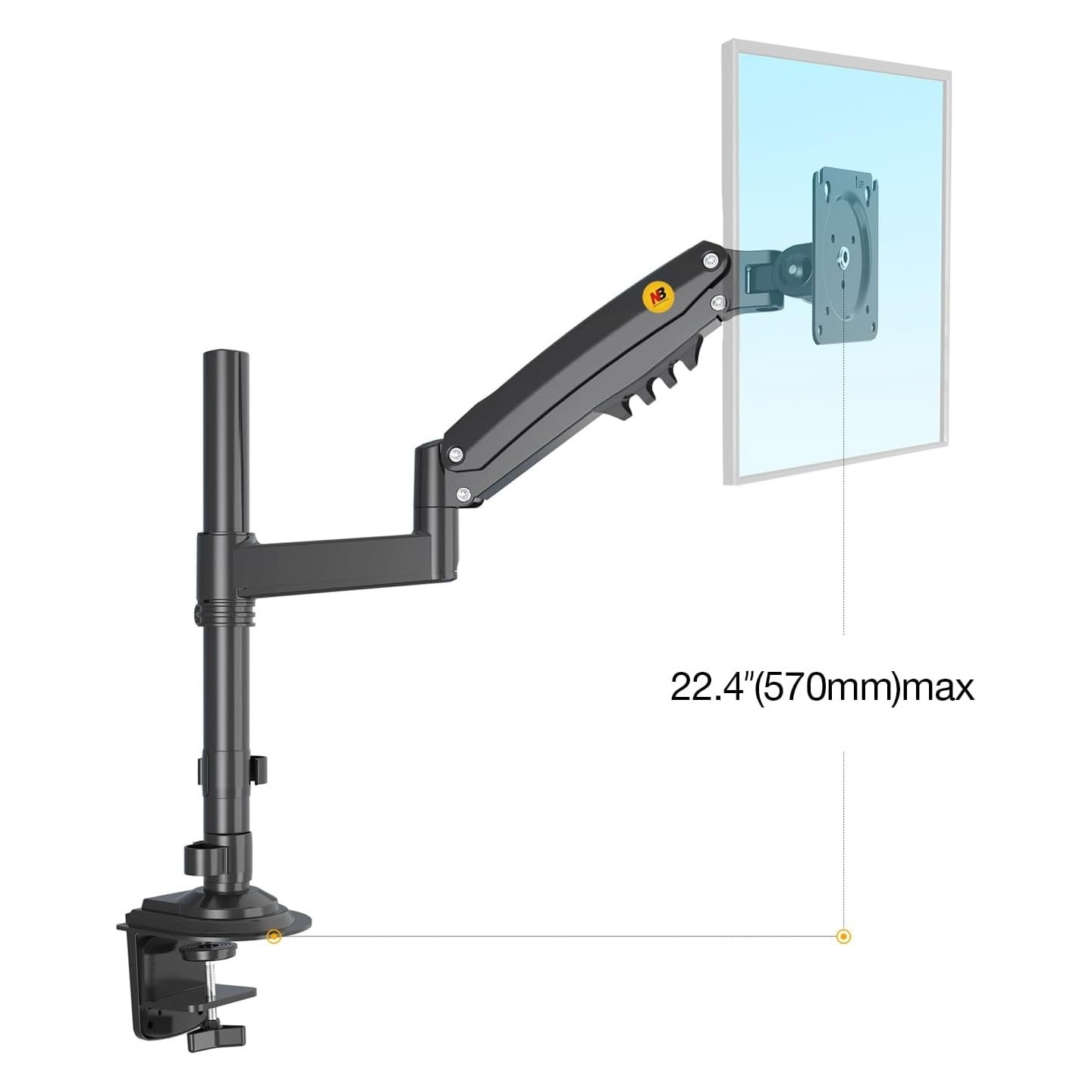 North Bayou NB H100 Single Arm Gas Spring Monitor Mount 22-35" (Retail) — Buy in Cyprus with Fast Delivery