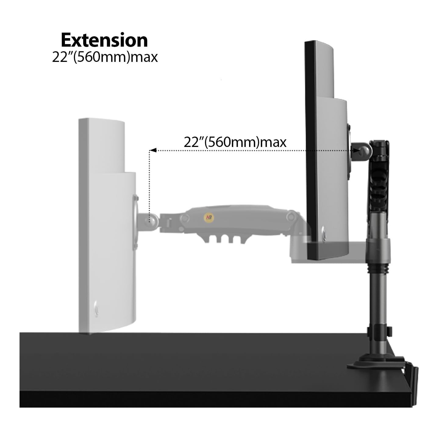North Bayou NB H100 Single Arm Gas Spring Monitor Mount 22-35" (Retail) — Buy in Cyprus with Fast Delivery